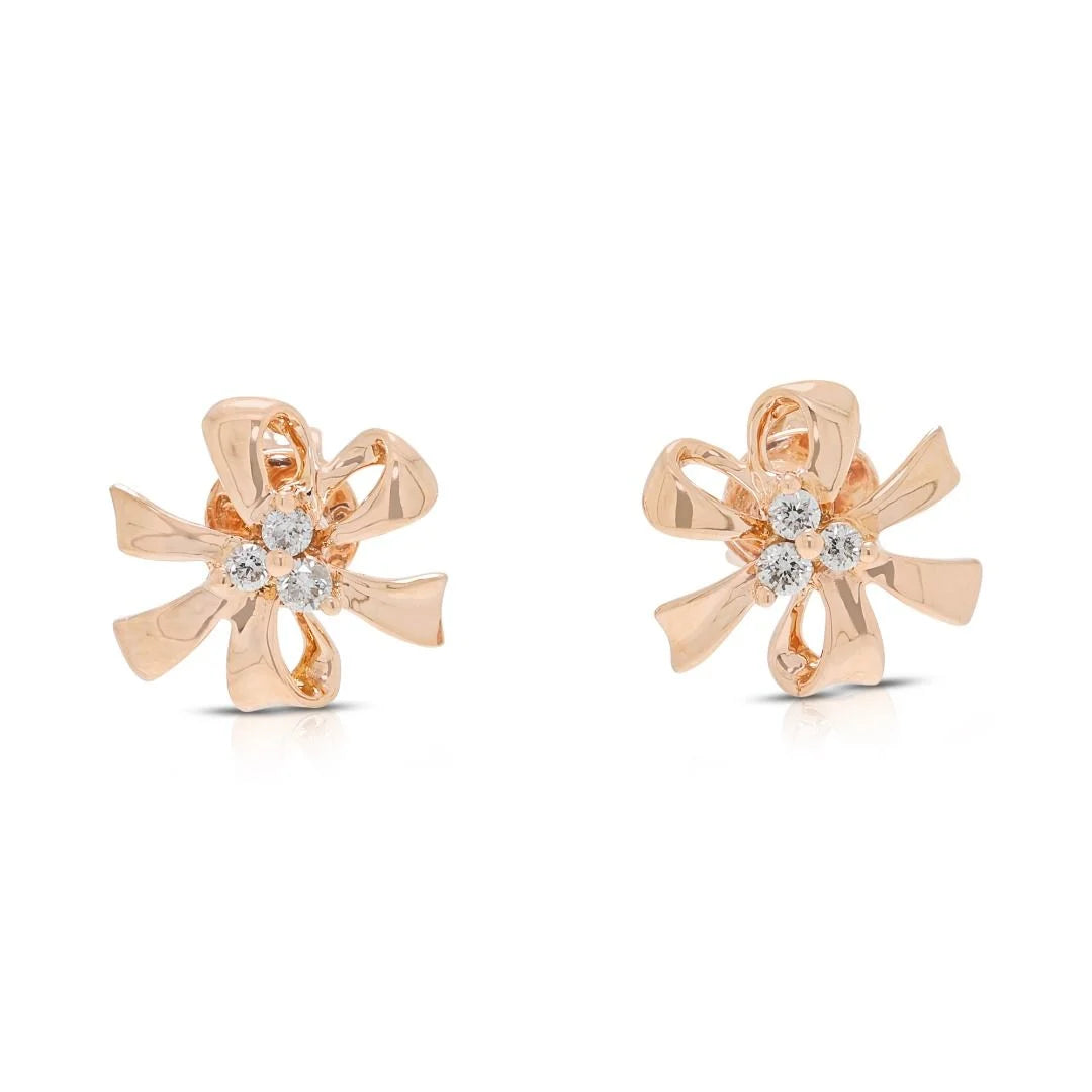 Chic 0.12ct Diamond Floral Earrings in 14K Rose Gold