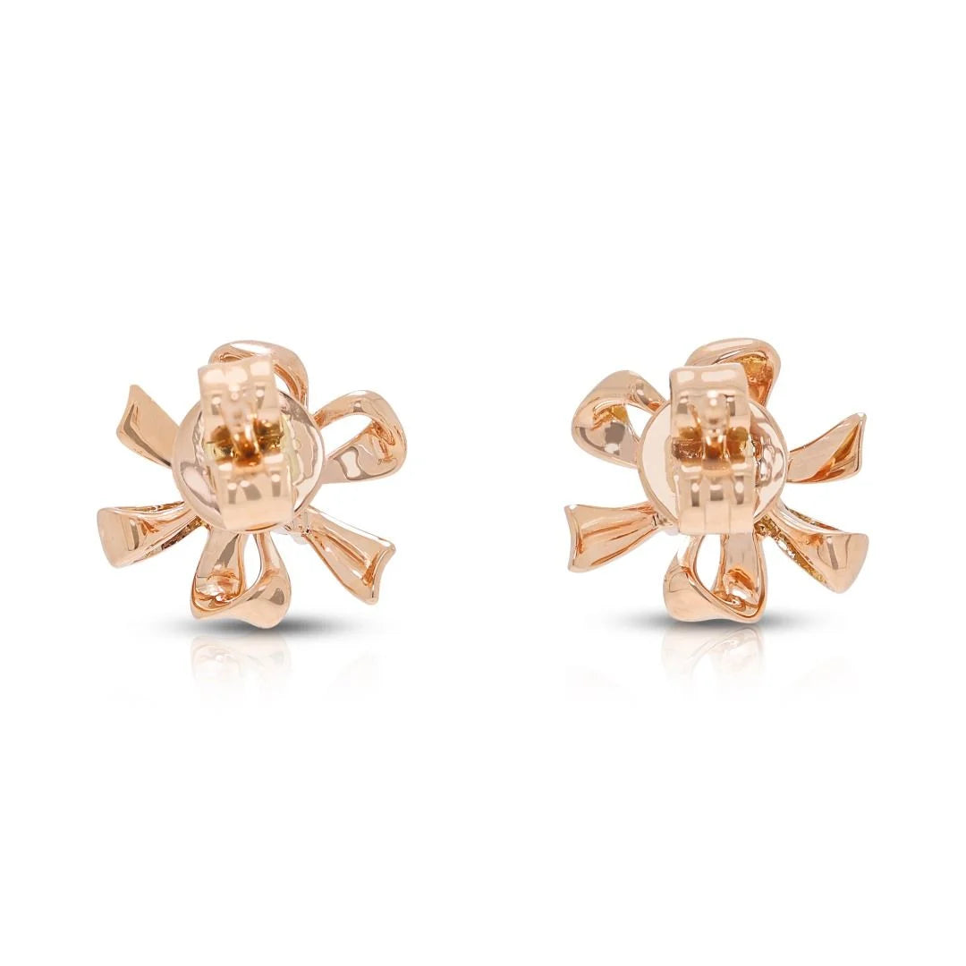 Chic 0.12ct Diamond Floral Earrings in 14K Rose Gold