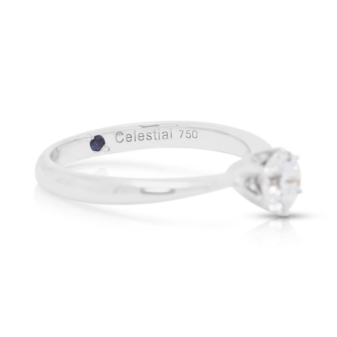 Chic 0.35ct Gold Heart Celestial Diamond Solitaire Ring in 18K White Gold