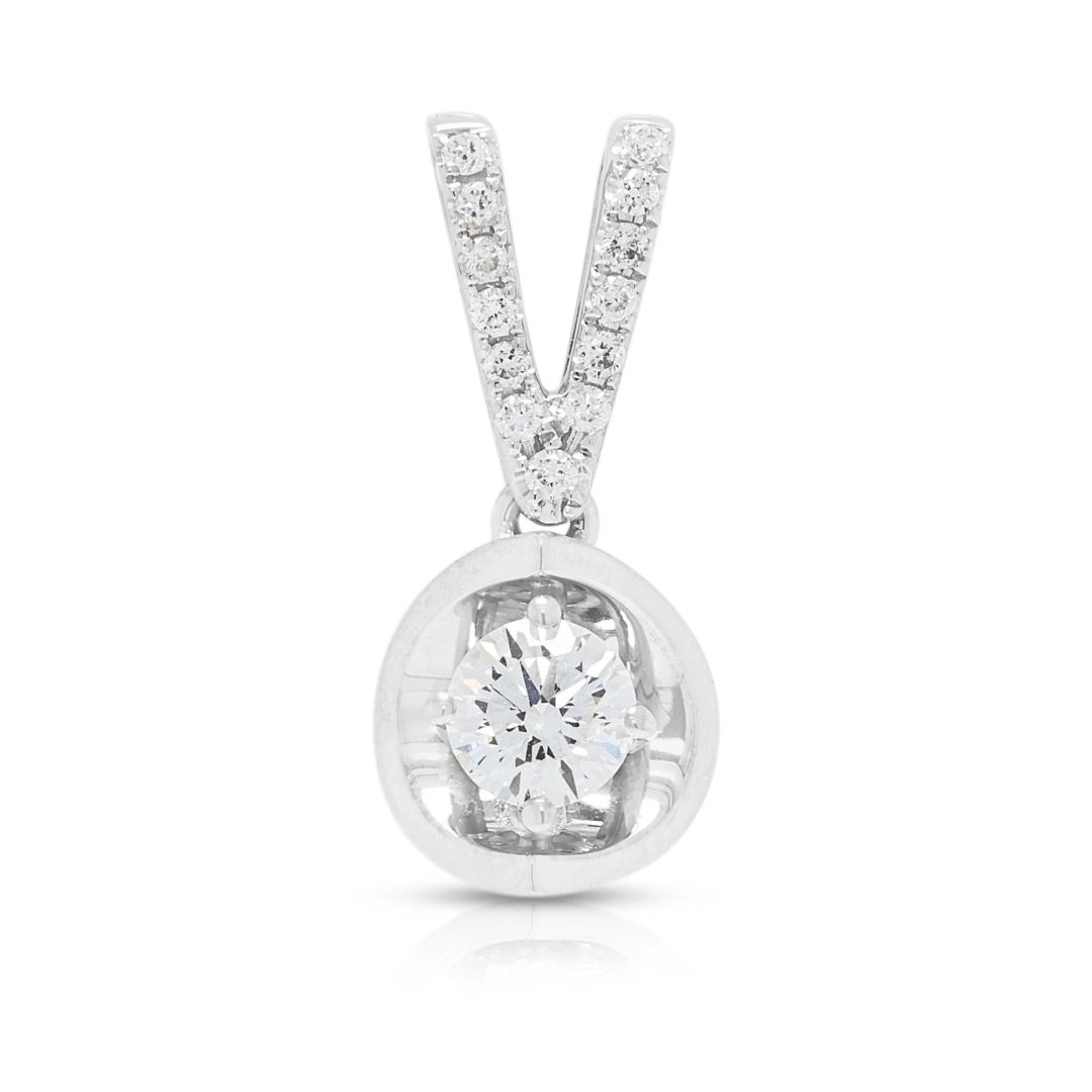 Chic 0.36ct SK Jewelry Allove Diamond Pendant in 18K White Gold - GIA Certified