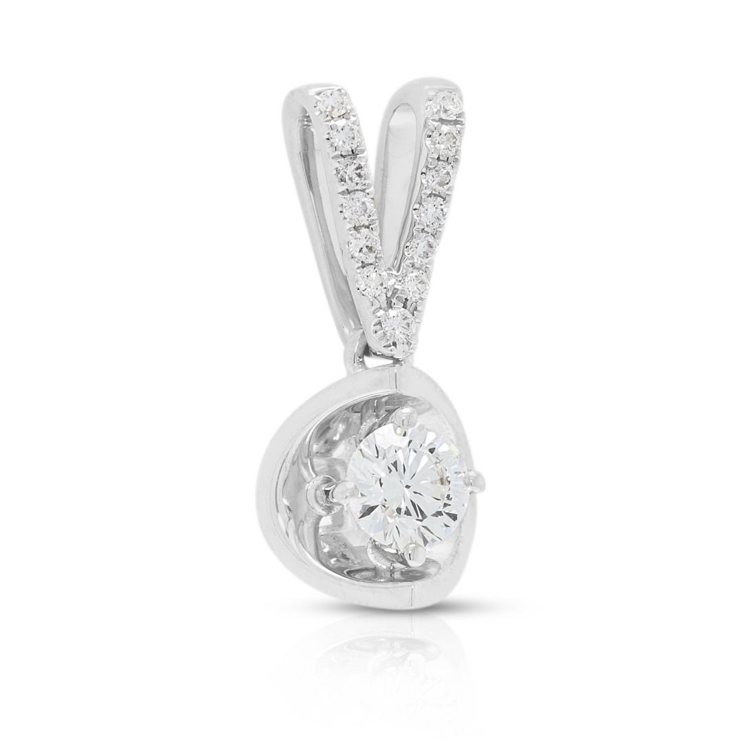 Chic 0.36ct SK Jewelry Allove Diamond Pendant in 18K White Gold - GIA Certified