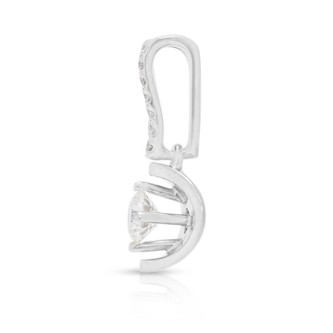 Chic 0.36ct SK Jewelry Allove Diamond Pendant in 18K White Gold - GIA Certified