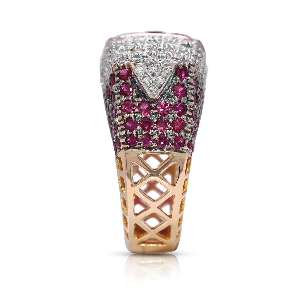 Chroma 2.51ct Ruby and Natural Diamonds Ring in 18K Yellow Gold