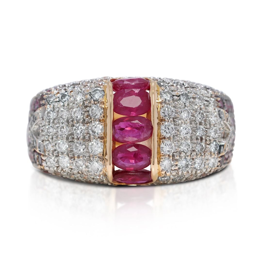 Chroma 2.51ct Ruby and Natural Diamonds Ring in 18K Yellow Gold