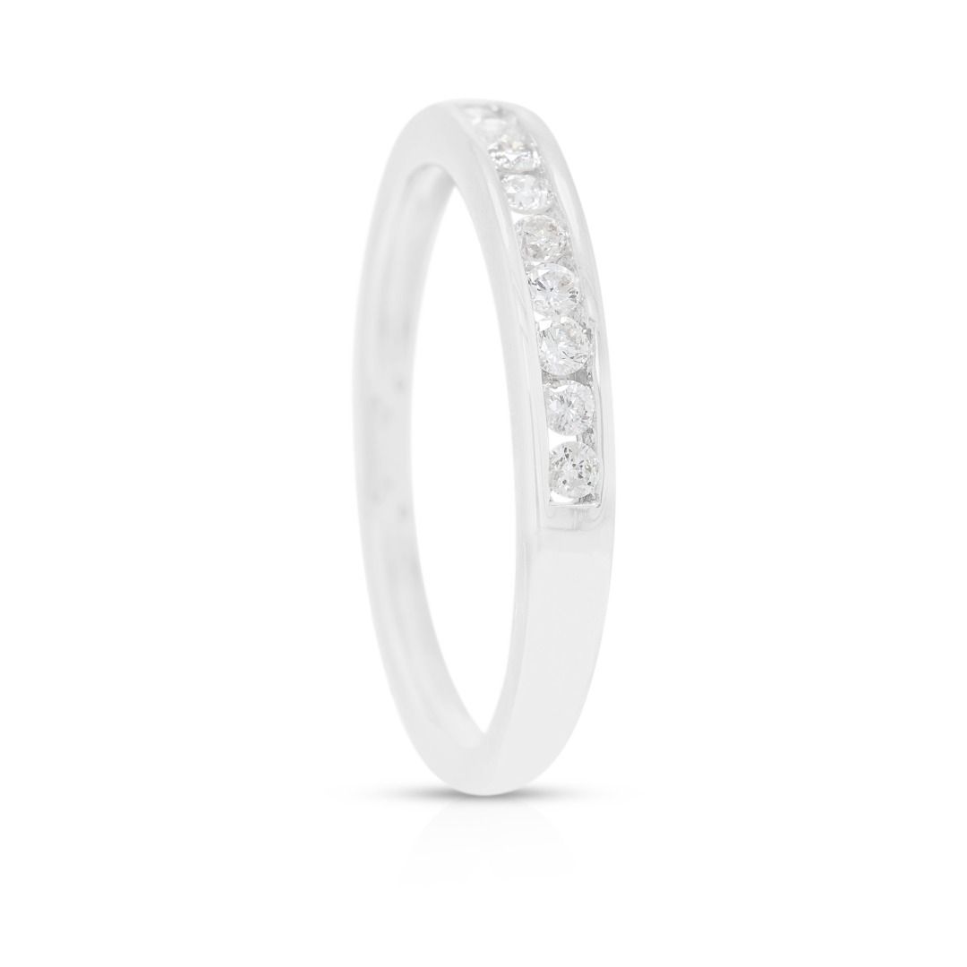 Classic 0.09ct Natural Diamond Channel-Set Ring in 18K White Gold