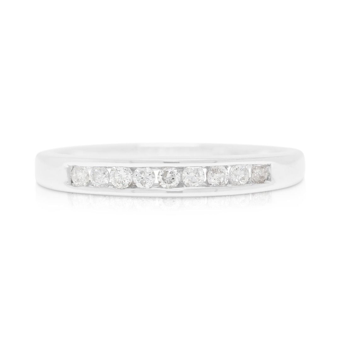Classic 0.09ct Natural Diamond Channel-Set Ring in 18K White Gold