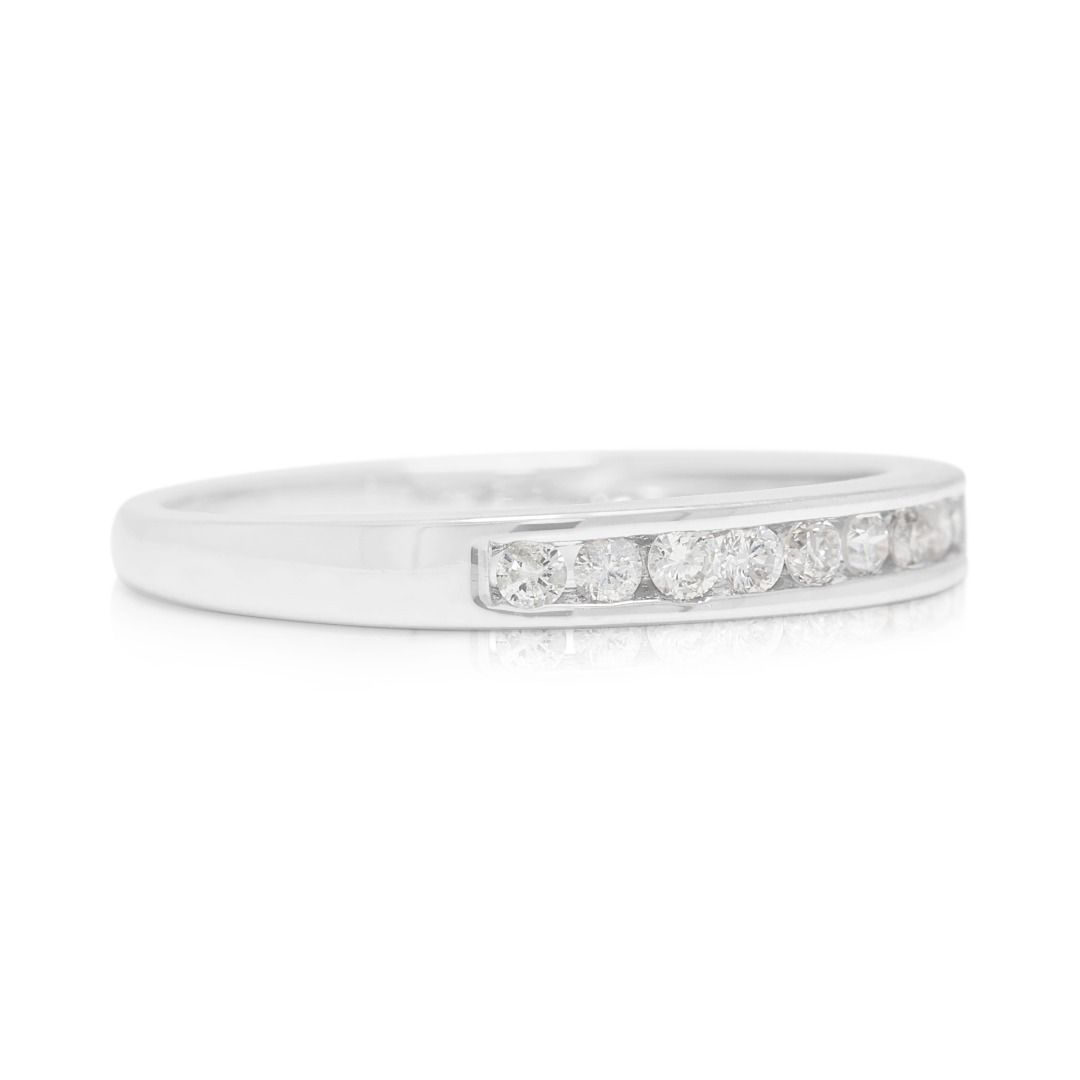 Classic 0.09ct Natural Diamond Channel-Set Ring in 18K White Gold