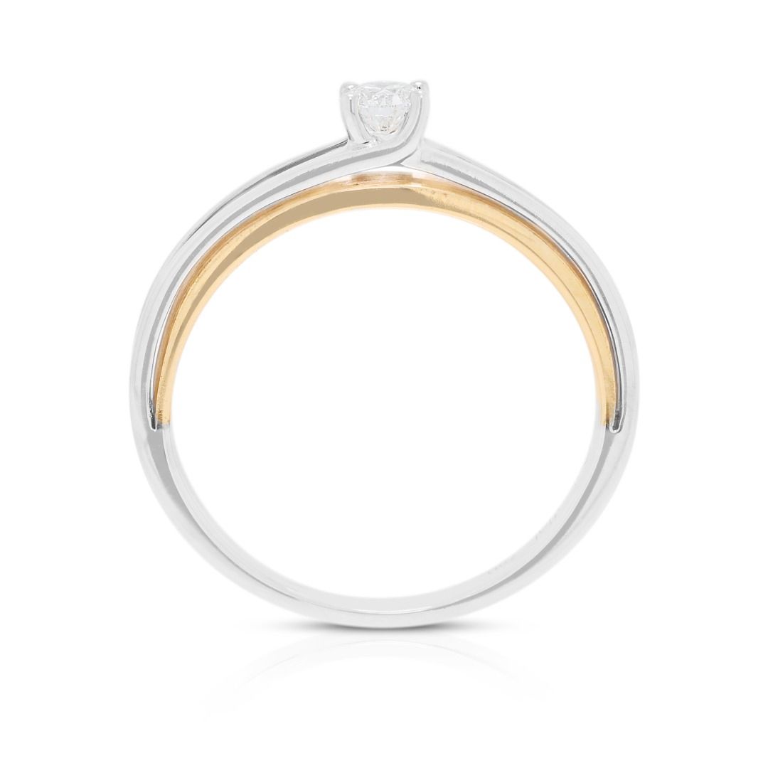 Classic 0.15ct Gold Heart Celestial Diamond Solitaire Ring in 18K Two-Toned Gold