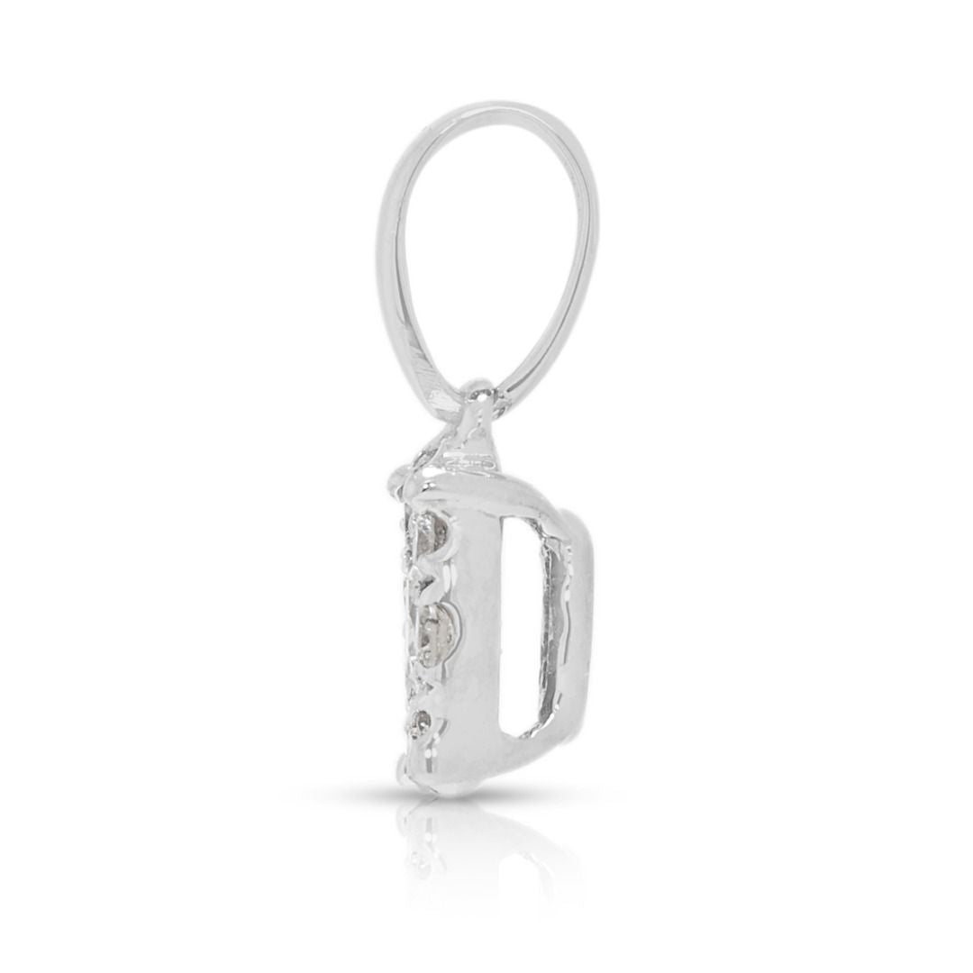 Classic 0.20ct Diamond Halo Pendant in 18K White Gold