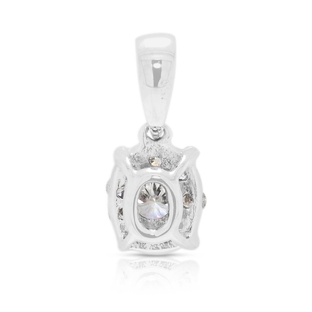Classic 0.20ct Diamond Halo Pendant in 18K White Gold