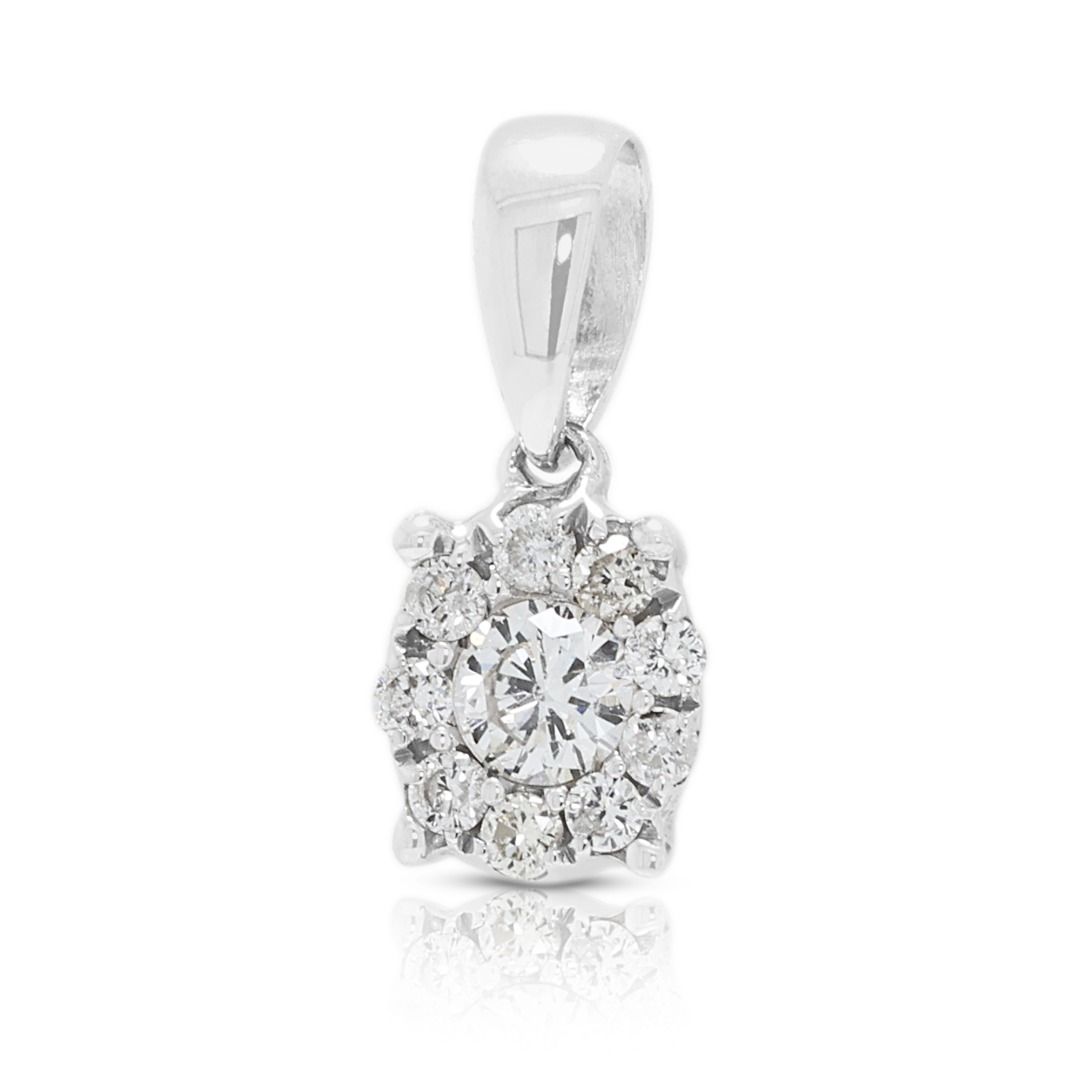 Classic 0.20ct Diamond Halo Pendant in 18K White Gold