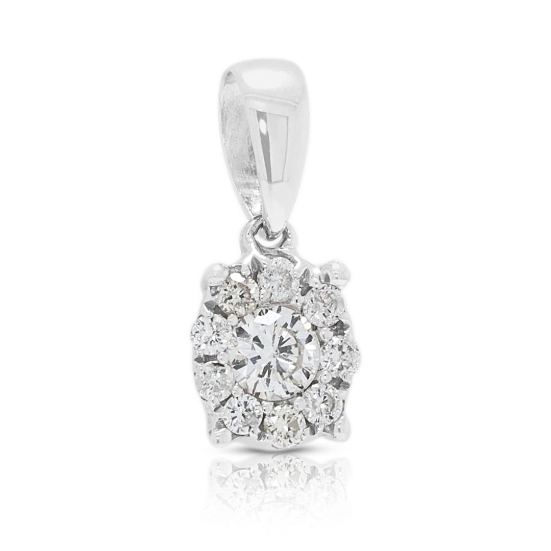 Classic 0.20ct Diamond Halo Pendant in 18K White Gold