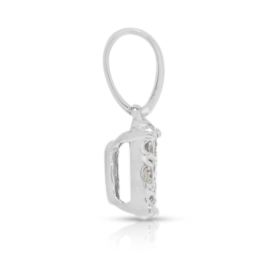 Classic 0.20ct Diamond Halo Pendant in 18K White Gold