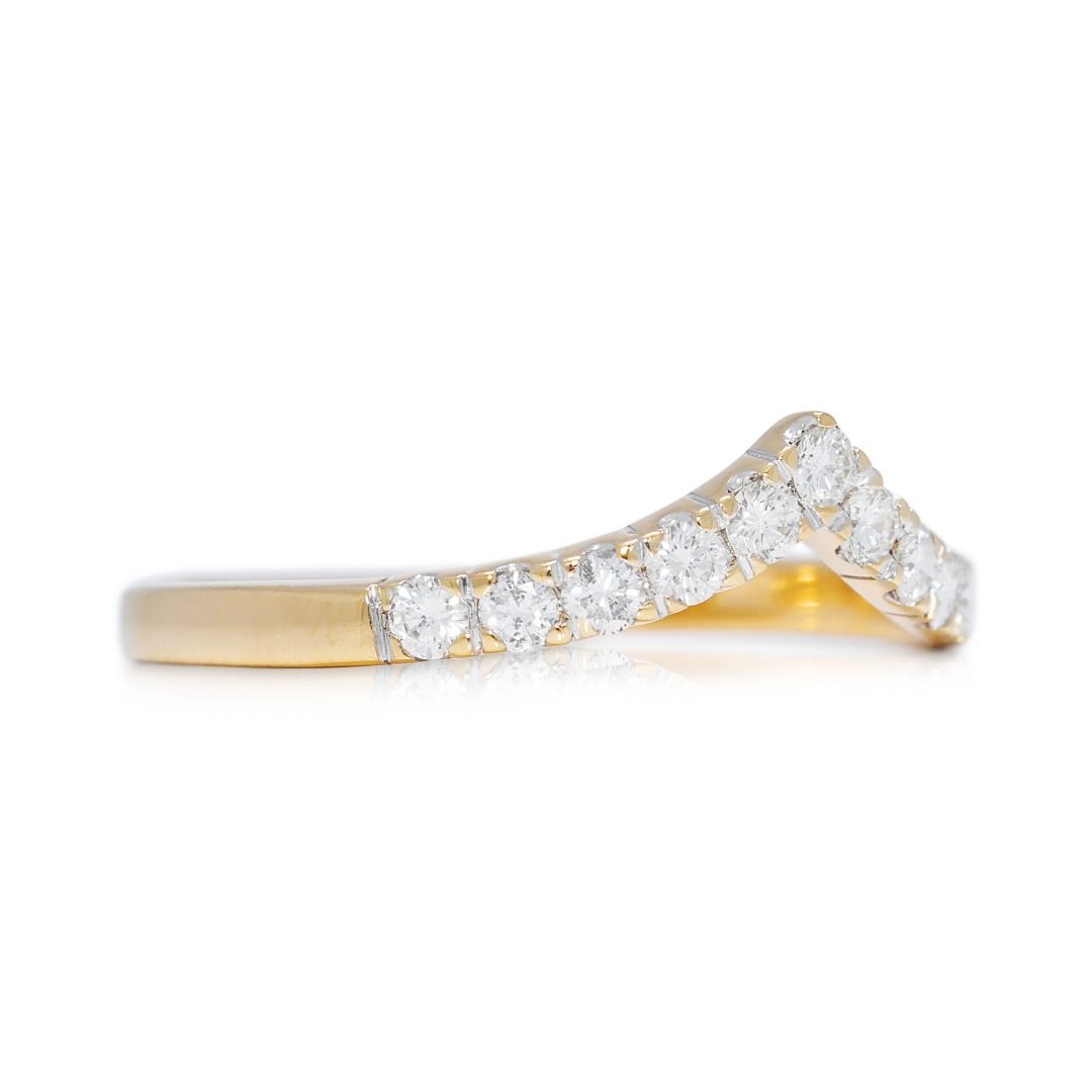 Classic 0.22ct Chevron Diamond Band in 20K Yellow Gold