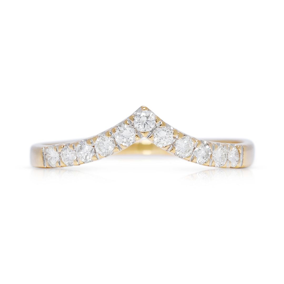 Classic 0.22ct Chevron Diamond Band in 20K Yellow Gold