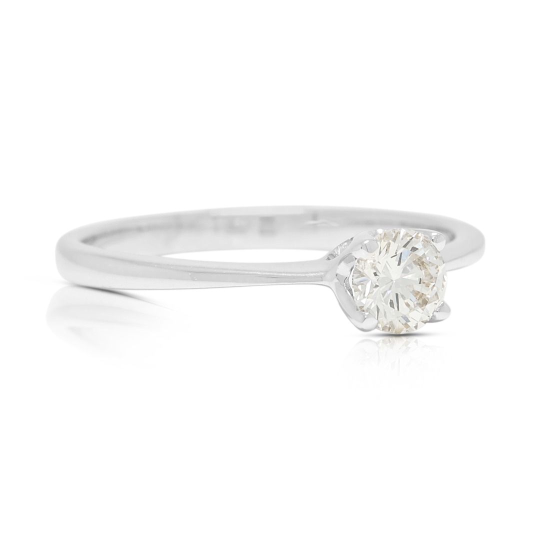 Classic 0.30ct Natural Diamond Solitaire Ring in 18K White Gold