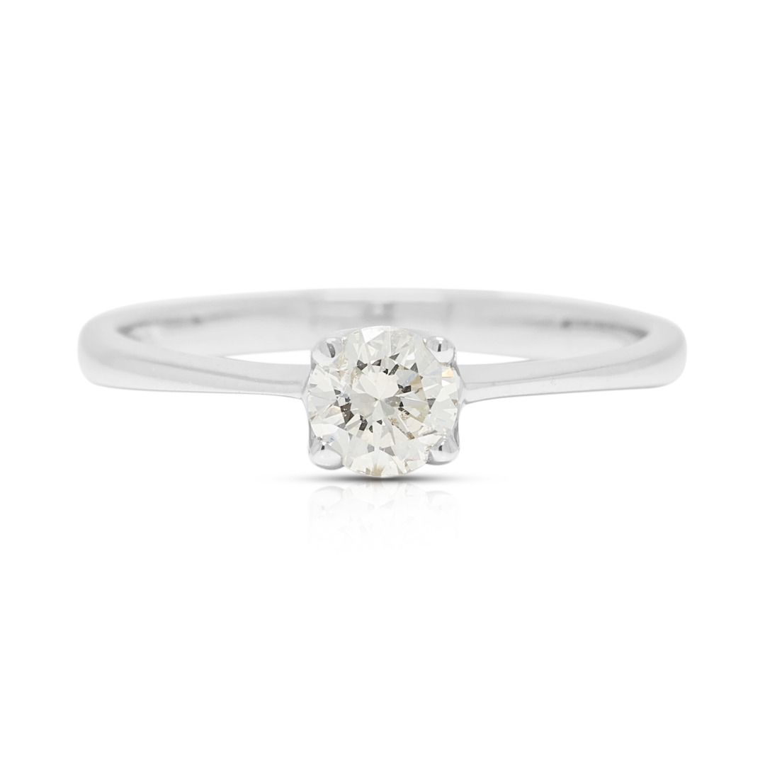 Classic 0.30ct Natural Diamond Solitaire Ring in 18K White Gold