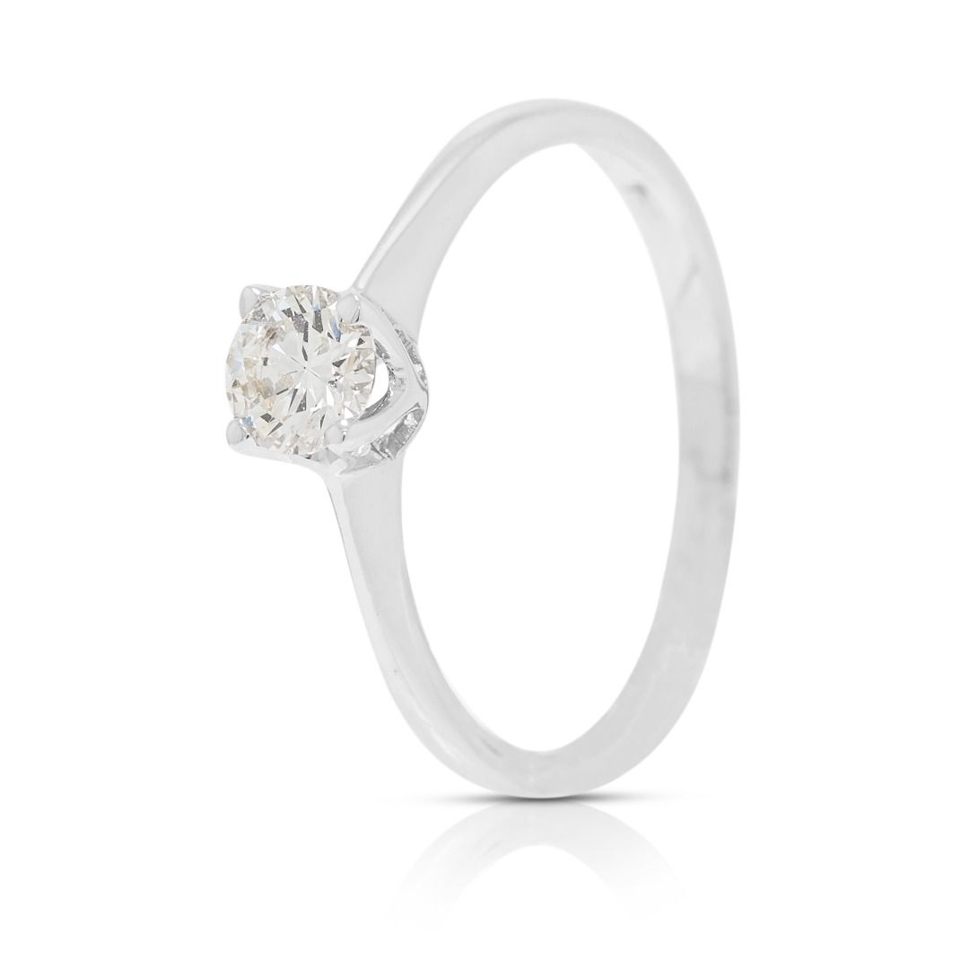 Classic 0.30ct Natural Diamond Solitaire Ring in 18K White Gold