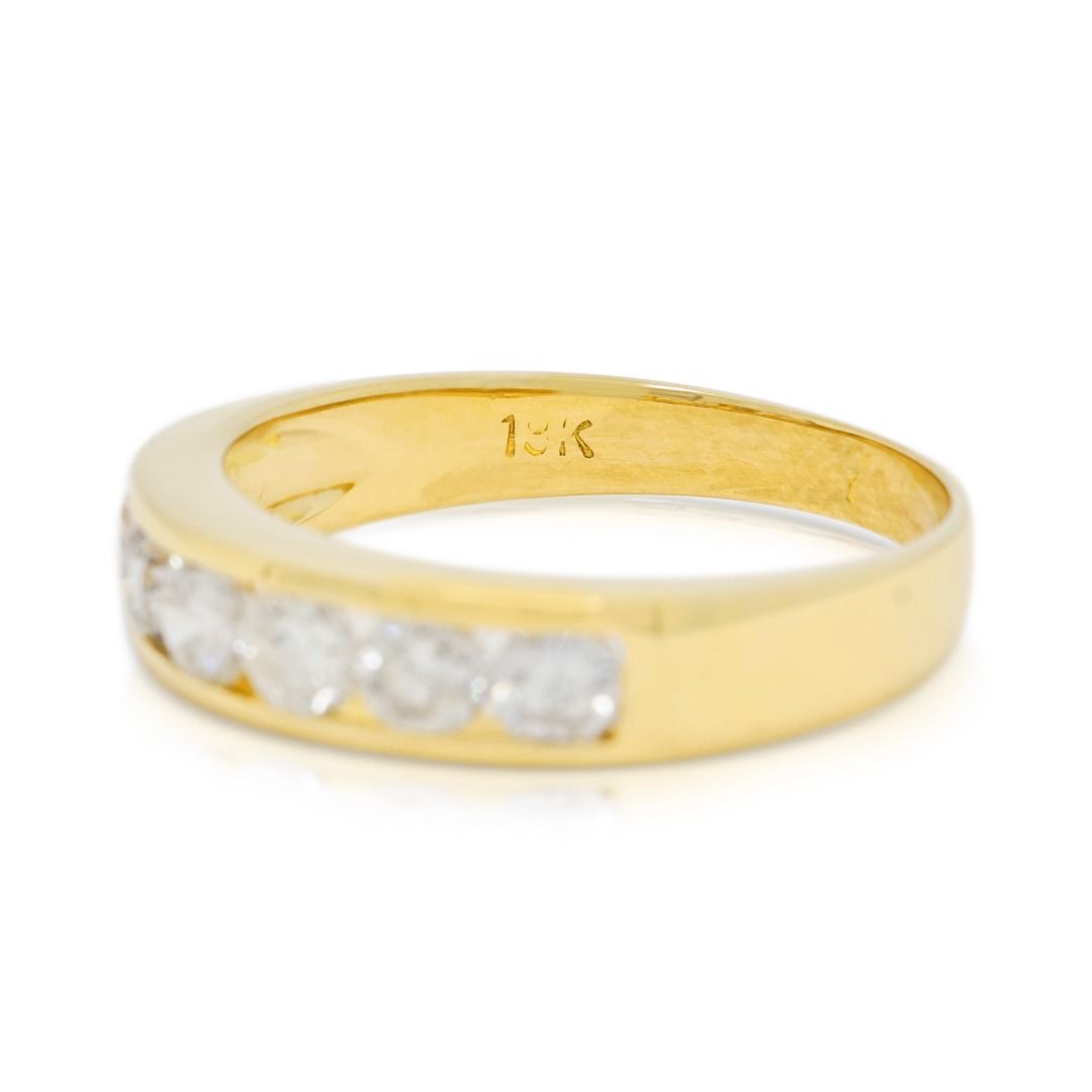 Classic 0.52ct Natural Diamond Round Brilliant Channel Band in 18K Yellow Gold