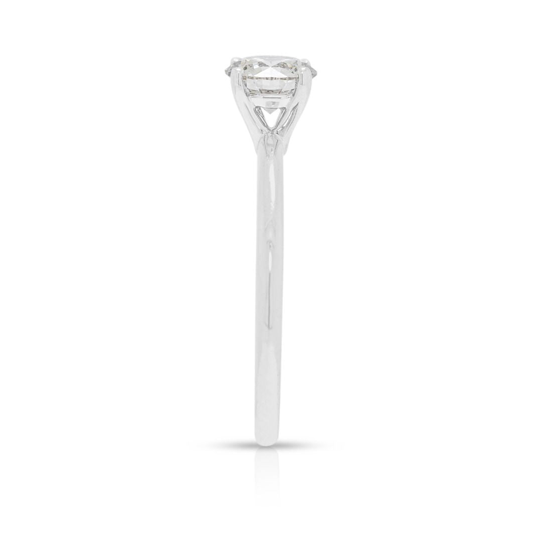 Classic 0.71ct Round Brilliant Lab Grown Diamond Solitaire Ring in 14K White Gold - IGI Certified