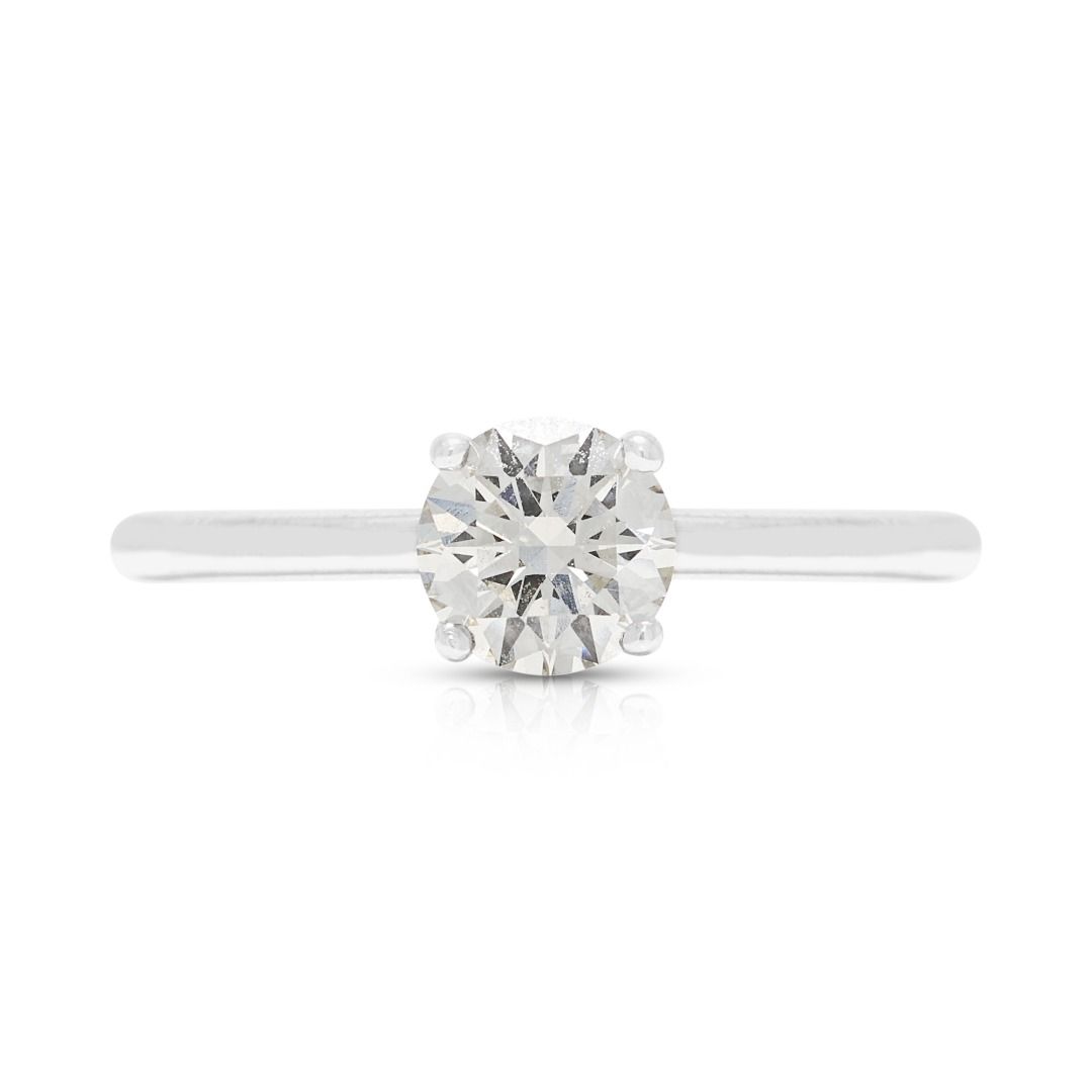 Classic 0.71ct Round Brilliant Lab Grown Diamond Solitaire Ring in 14K White Gold - IGI Certified