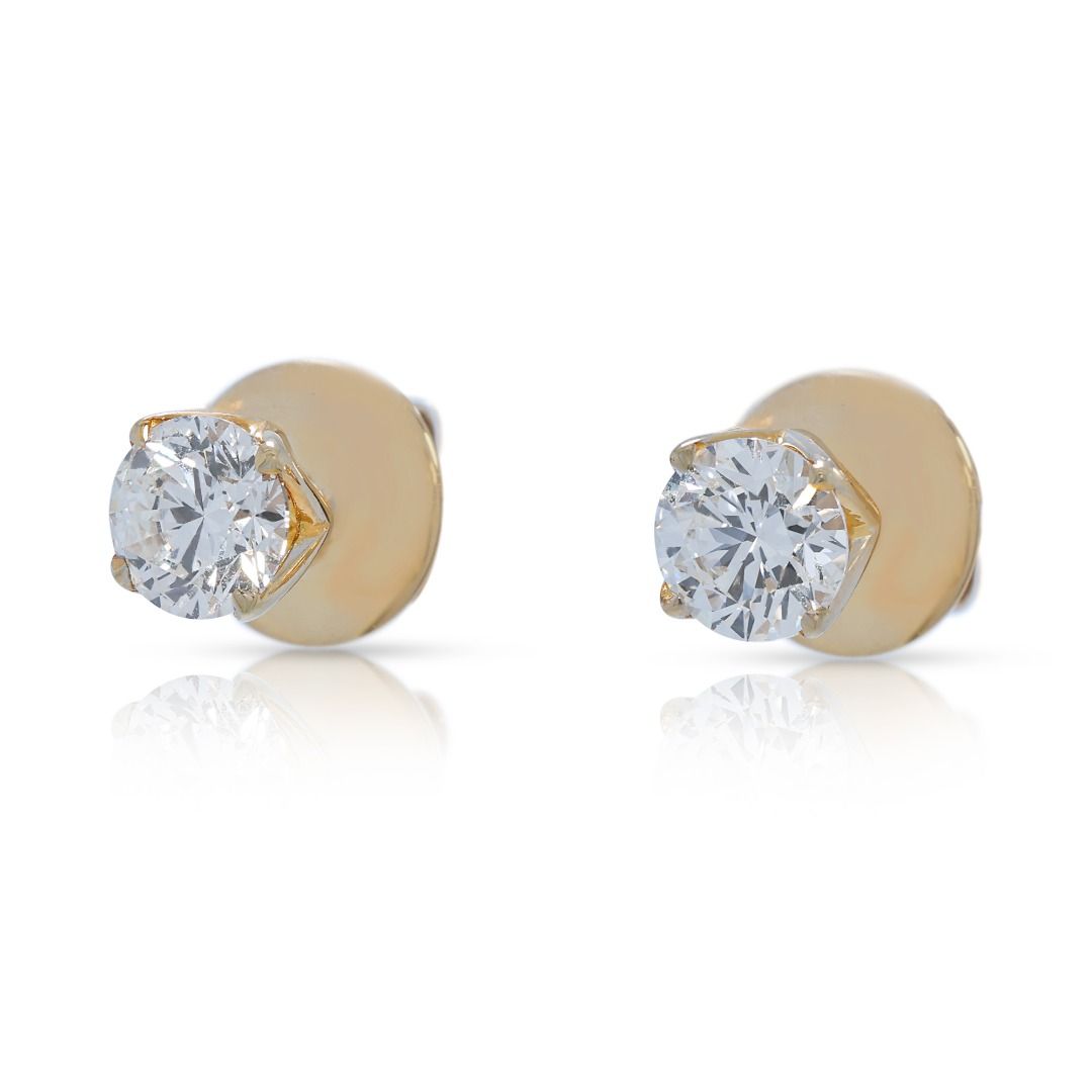 Classic 1.22ct Diamond Stud Earrings in 18K Yellow Gold - GIA Certified
