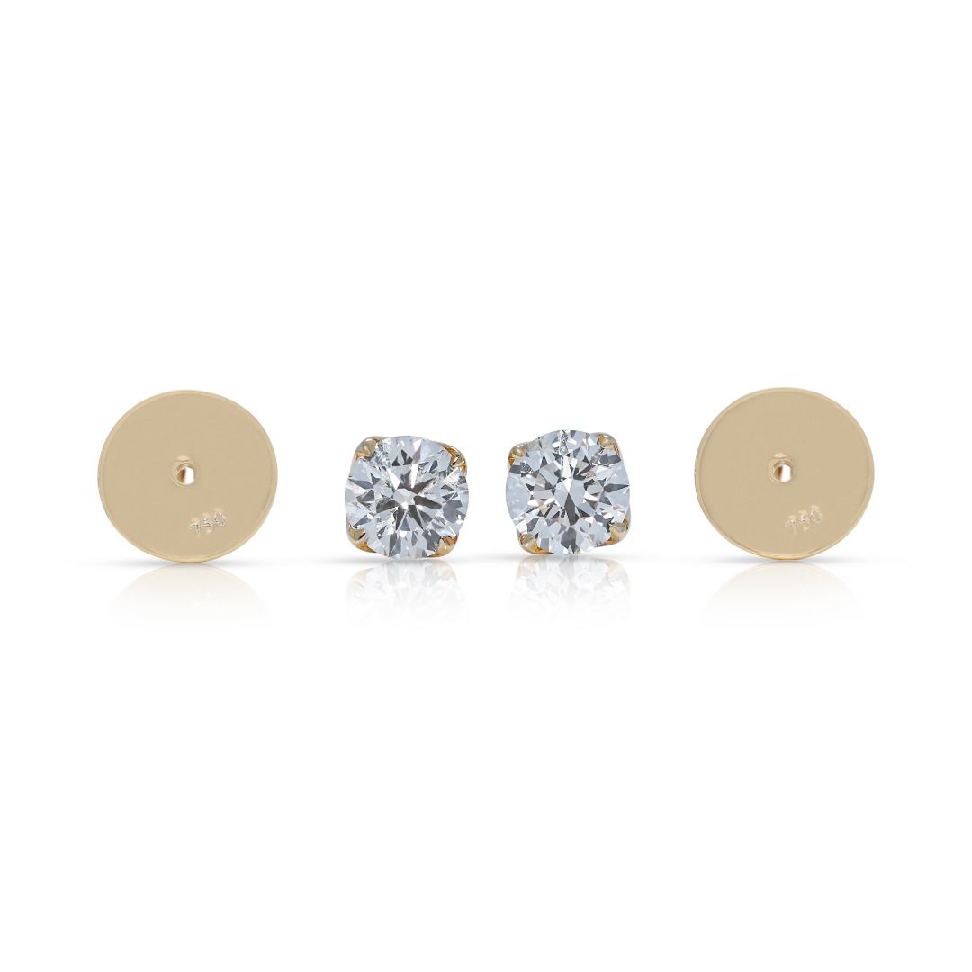 Classic 1.22ct Diamond Stud Earrings in 18K Yellow Gold - GIA Certified