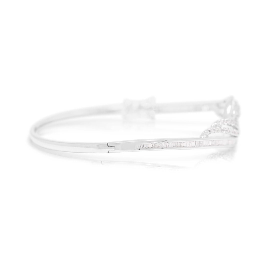 Classic 1.25ct Natural Diamond Wave Bracelet in 18K White Gold