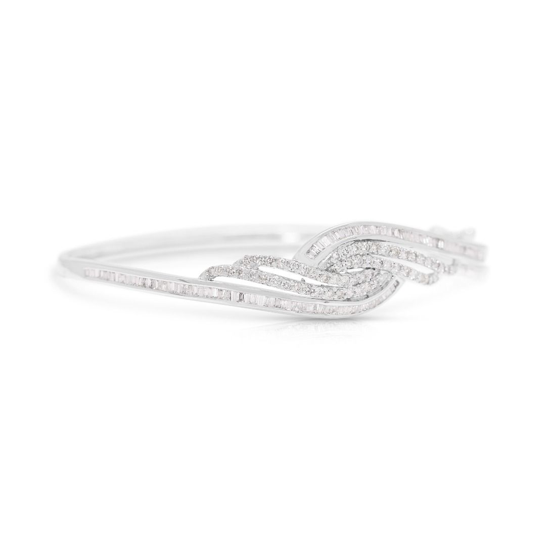 Classic 1.25ct Natural Diamond Wave Bracelet in 18K White Gold