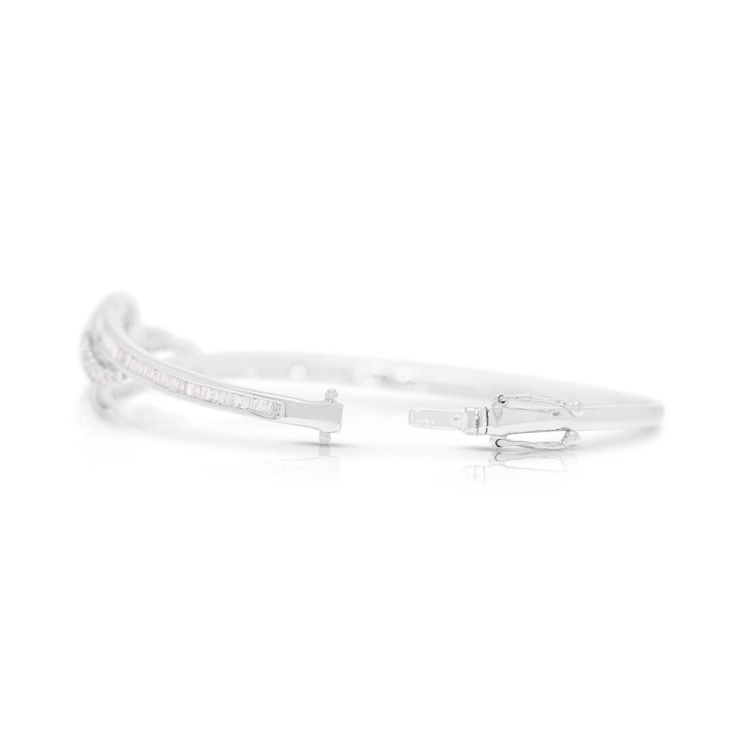 Classic 1.25ct Natural Diamond Wave Bracelet in 18K White Gold