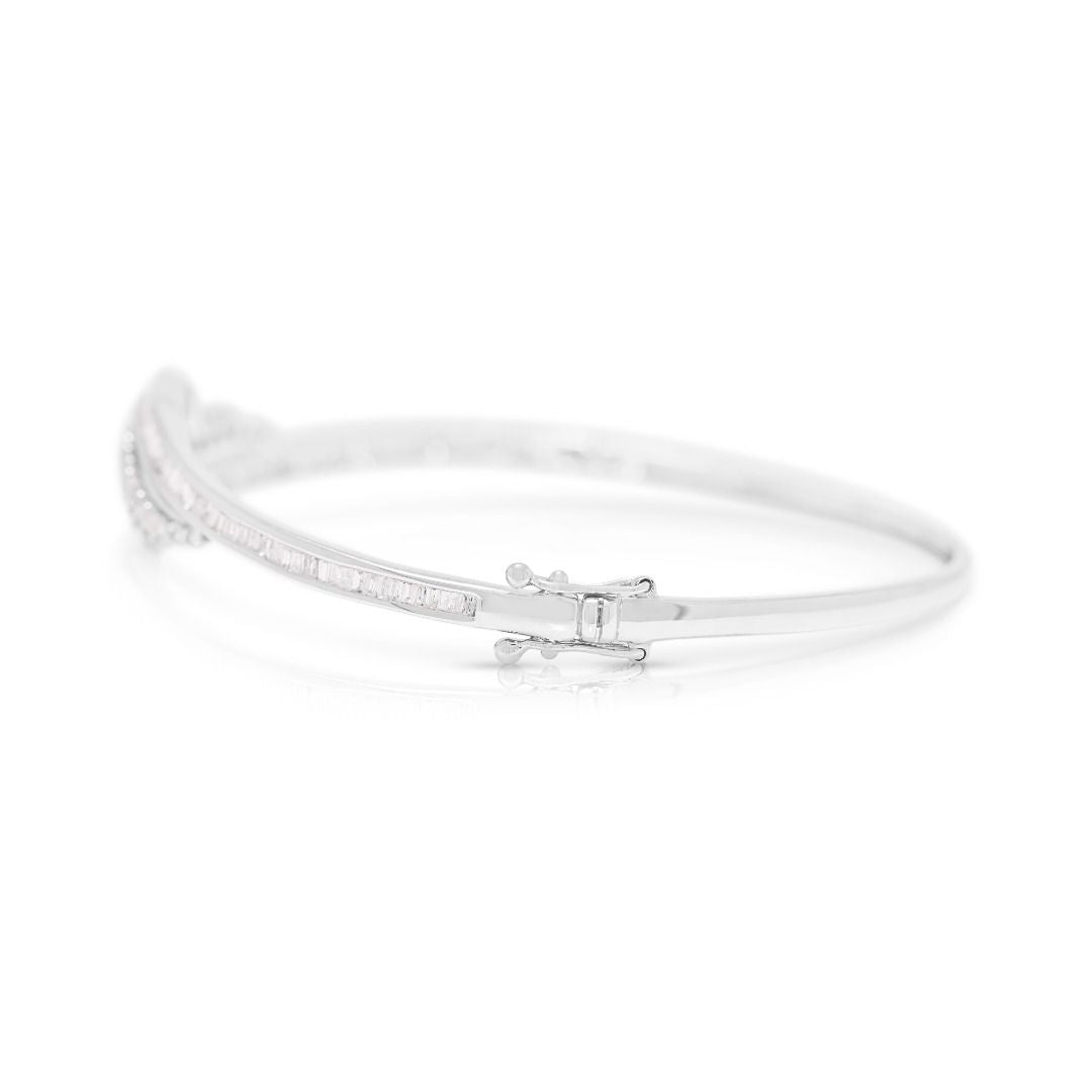Classic 1.25ct Natural Diamond Wave Bracelet in 18K White Gold