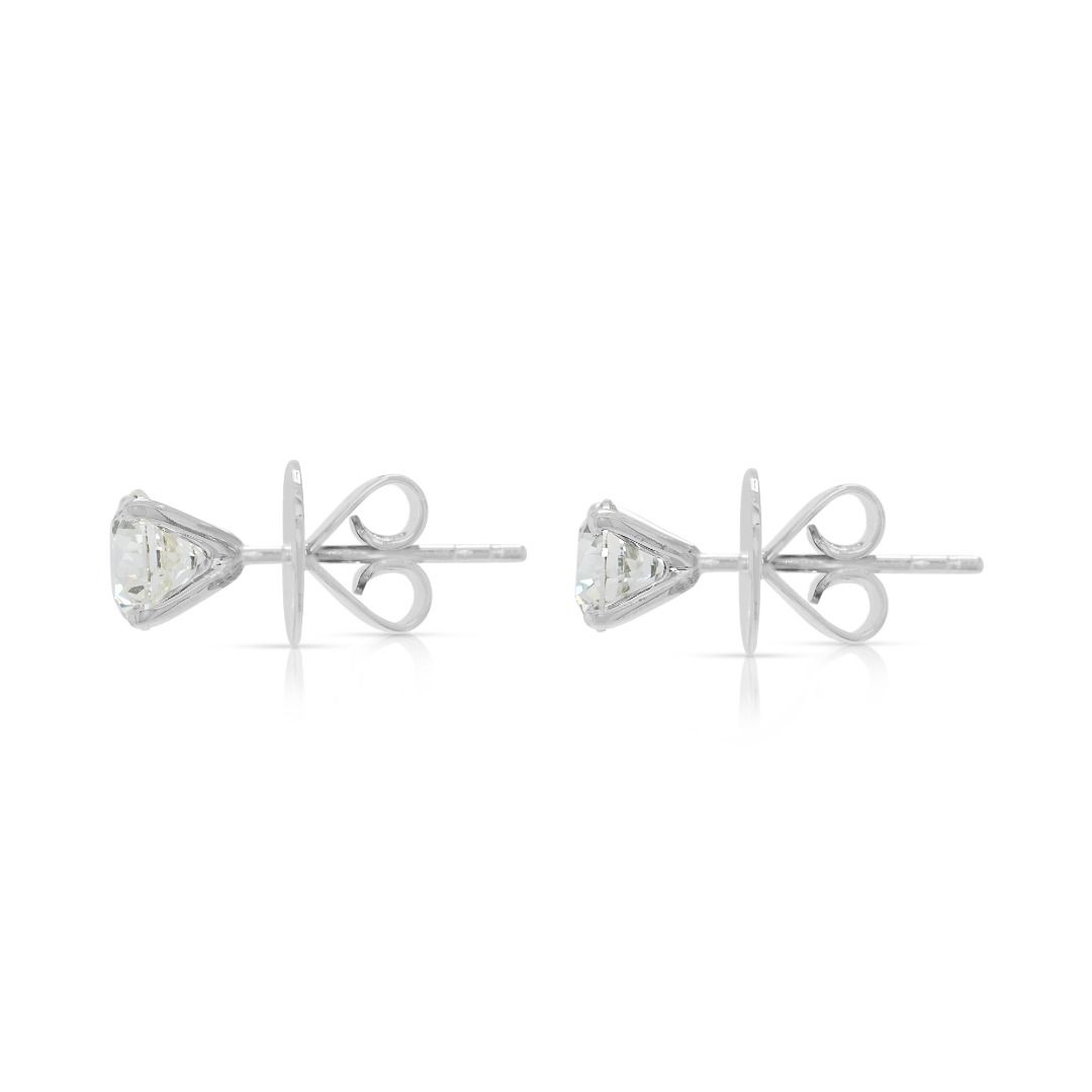 Classic 1.55ct Natural Diamond Stud Earrings in 18K White Gold