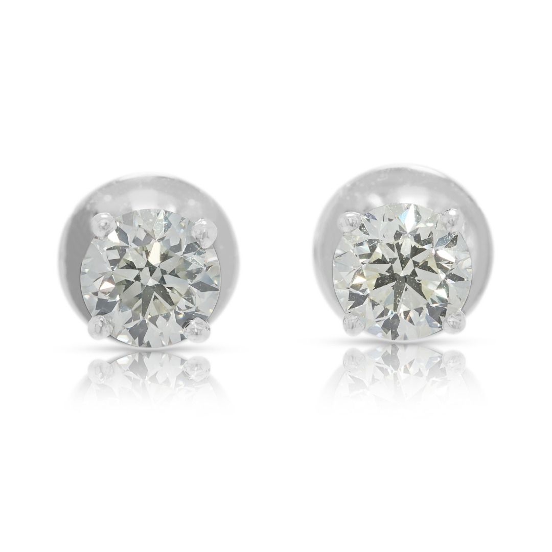 Classic 1.55ct Natural Diamond Stud Earrings in 18K White Gold