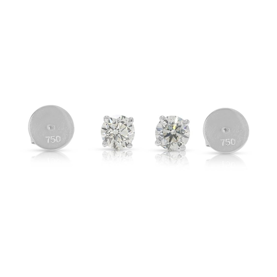 Classic 1.55ct Natural Diamond Stud Earrings in 18K White Gold