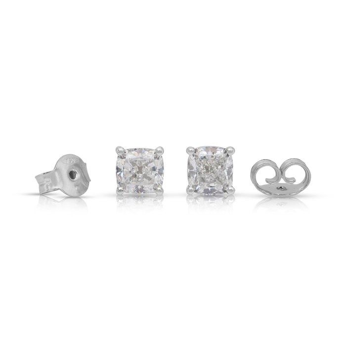 Classic 1.80ct Diamonds Stud Earrings in 18k White Gold - GIA Certified