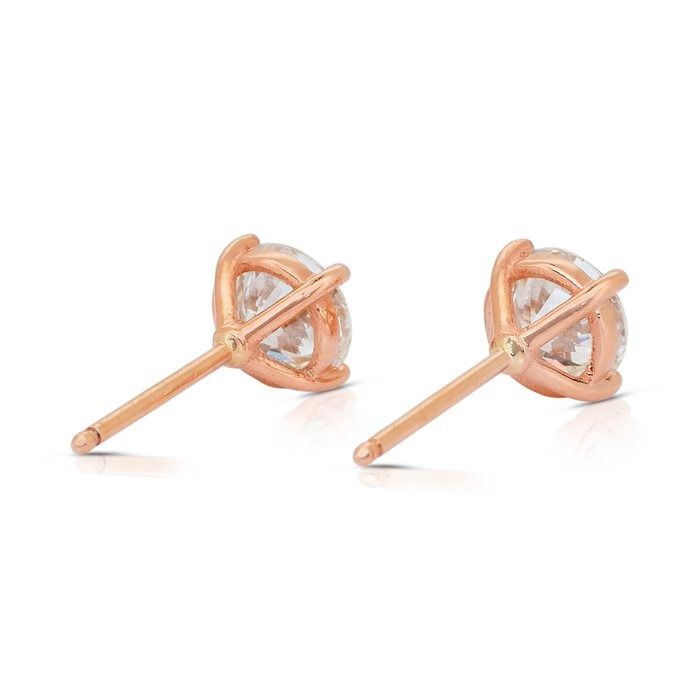 Classic 2.01ct Diamonds Stud Earrings in 18k Rose Gold - IGI Certified