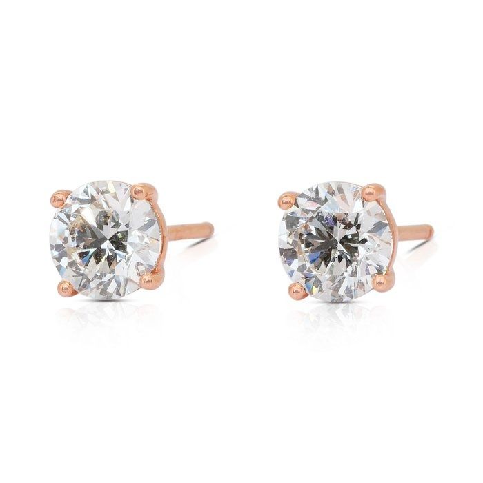 Classic 2.01ct Diamonds Stud Earrings in 18k Rose Gold - IGI Certified