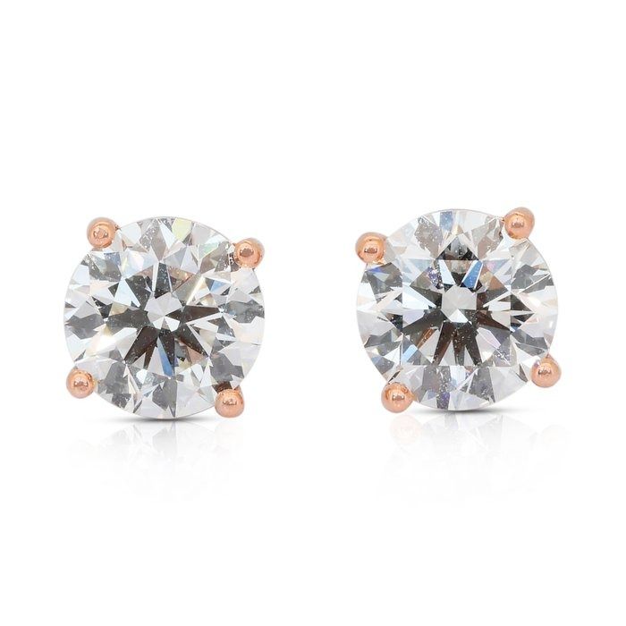 Classic 2.01ct Diamonds Stud Earrings in 18k Rose Gold - IGI Certified