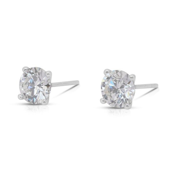 Classic 2.03ct Diamonds Stud Earrings in 18k White Gold - IGI Certified