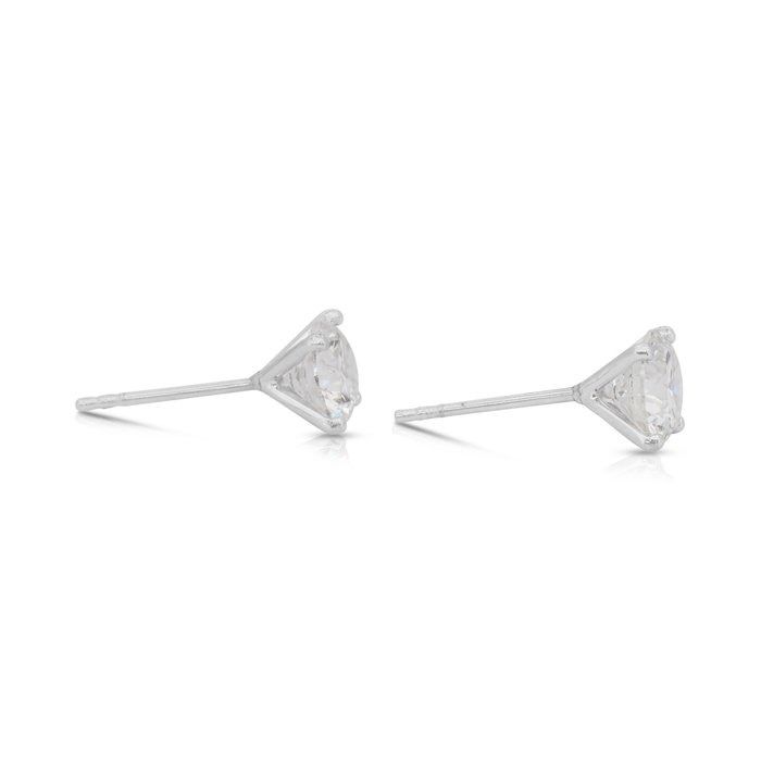 Classic 2.03ct Diamonds Stud Earrings in 18k White Gold - IGI Certified