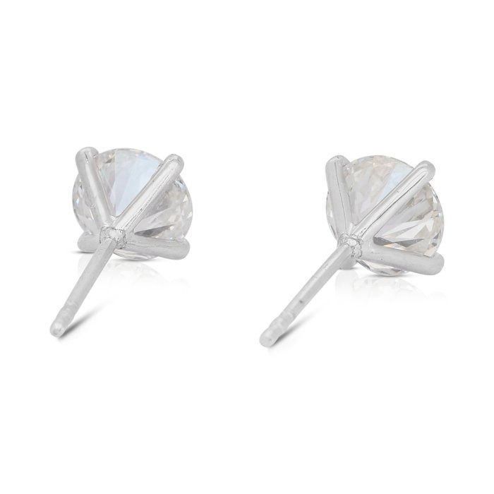 Classic 2.03ct Diamonds Stud Earrings in 18k White Gold - IGI Certified
