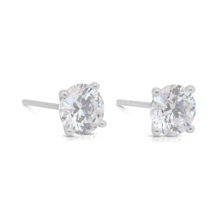 Classic 2.03ct Diamonds Stud Earrings in 18k White Gold - IGI Certified