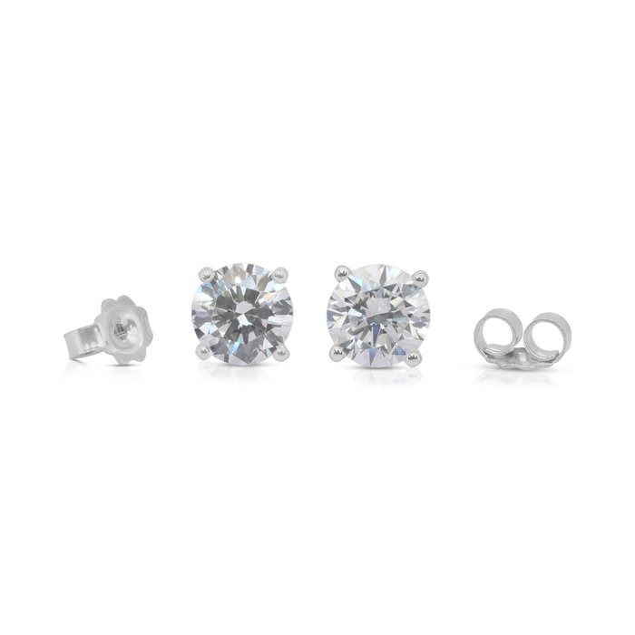 Classic 2.03ct Diamonds Stud Earrings in 18k White Gold - IGI Certified
