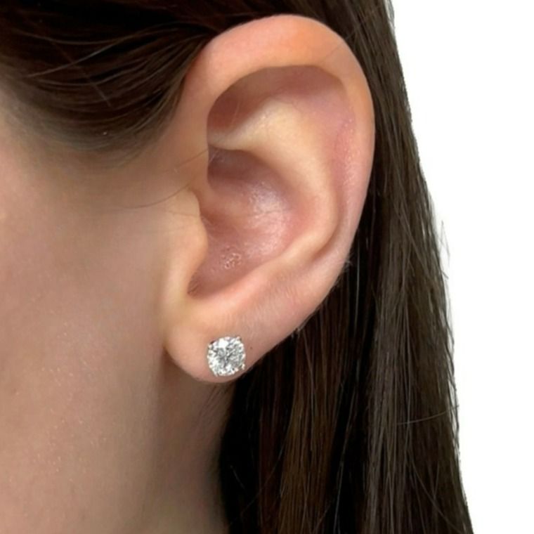 Classic 2.03ct Diamonds Stud Earrings in 18k White Gold - IGI Certified