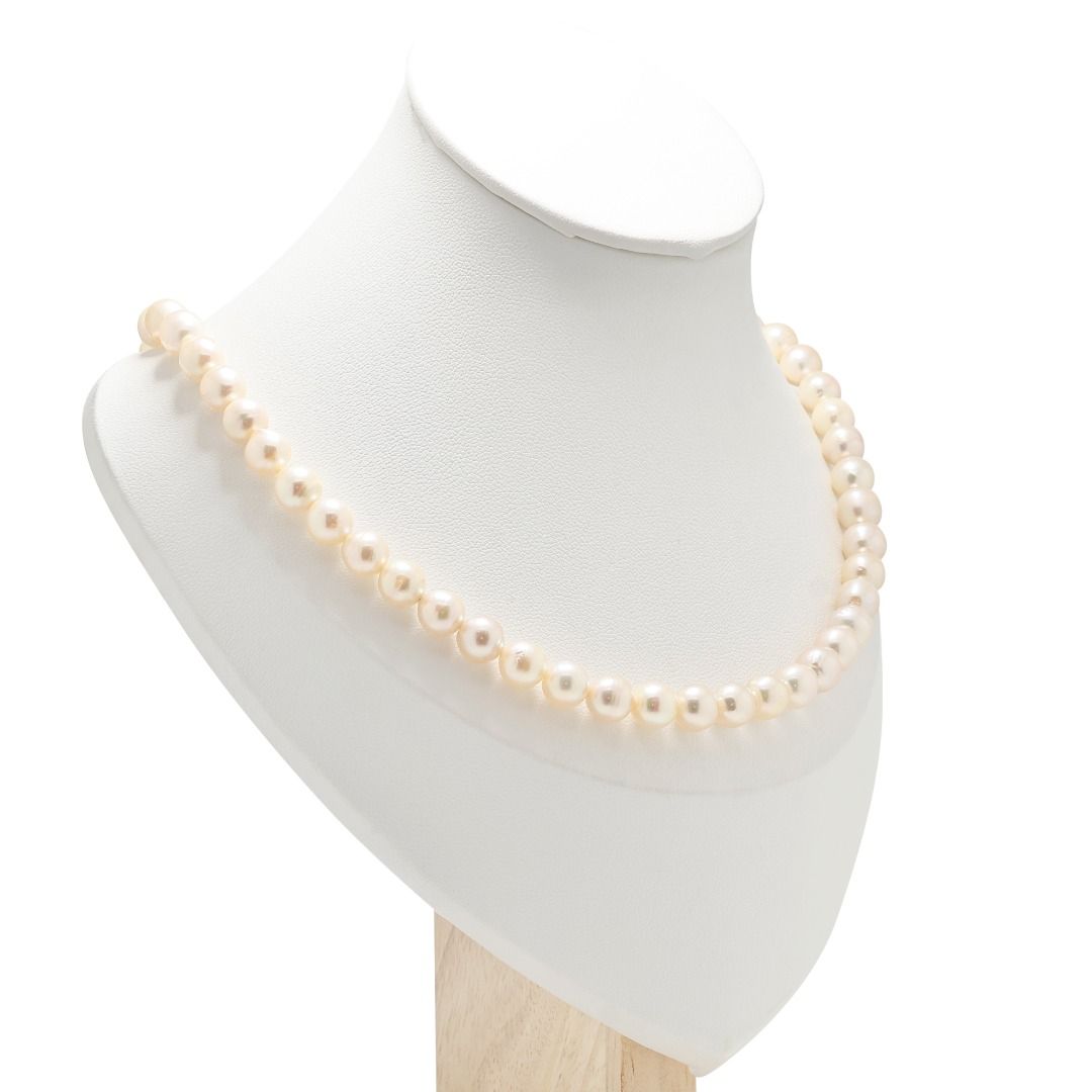Classic 7.5mm Freshwater Pearl Necklace in 18K Yellow Gold