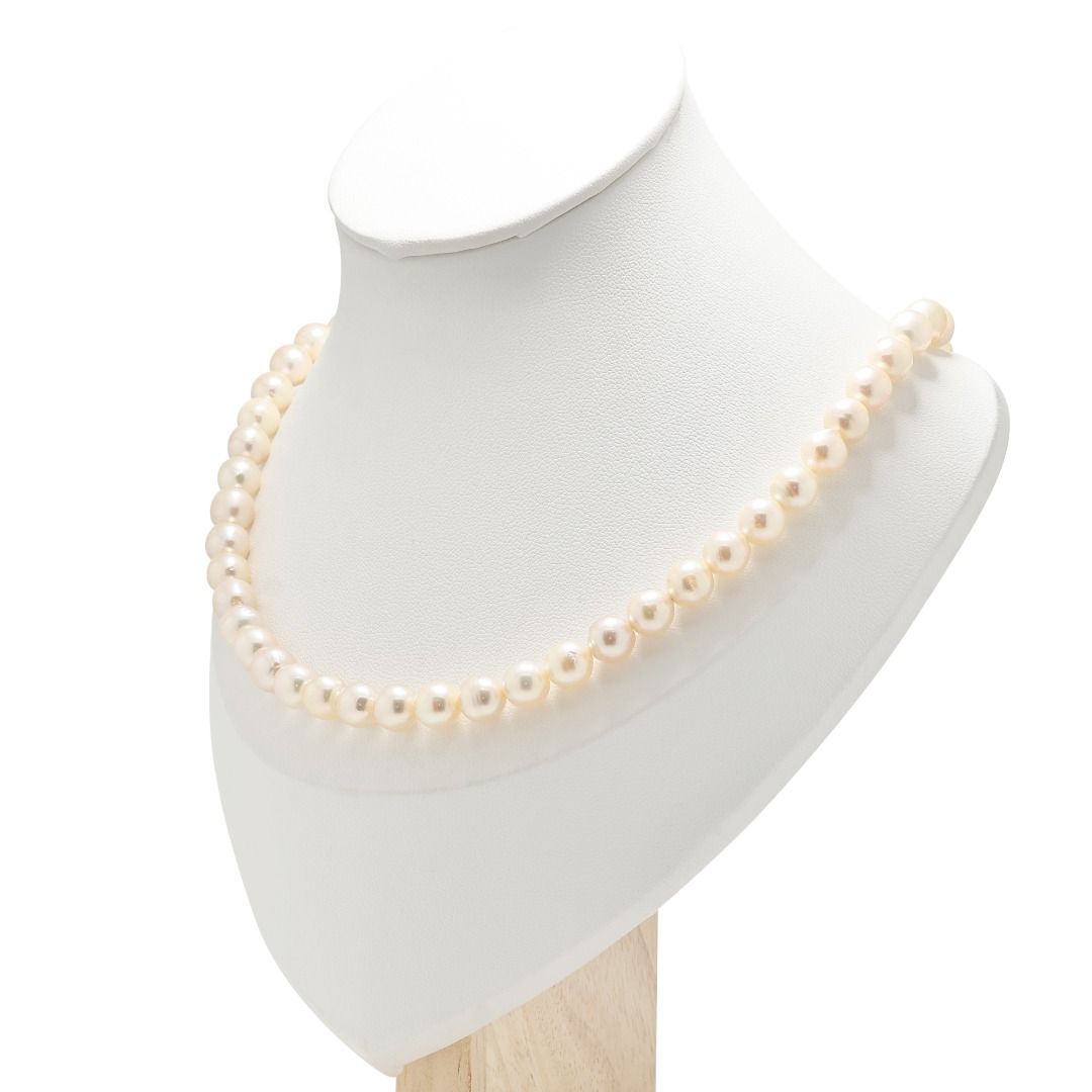 Classic 7.5mm Freshwater Pearl Necklace in 18K Yellow Gold