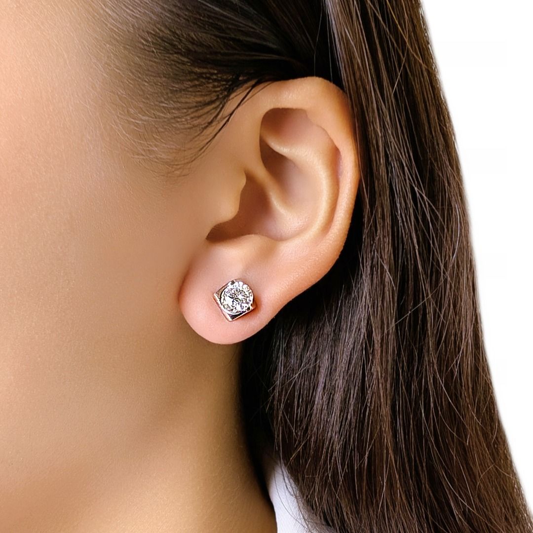 Compact 1.43ct Diamond Studs in 14K White Gold