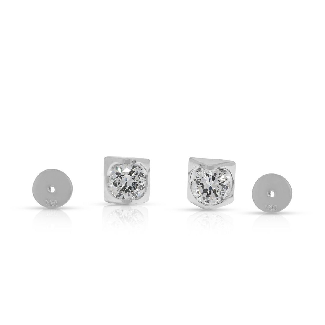 Compact 1.43ct Diamond Studs in 14K White Gold