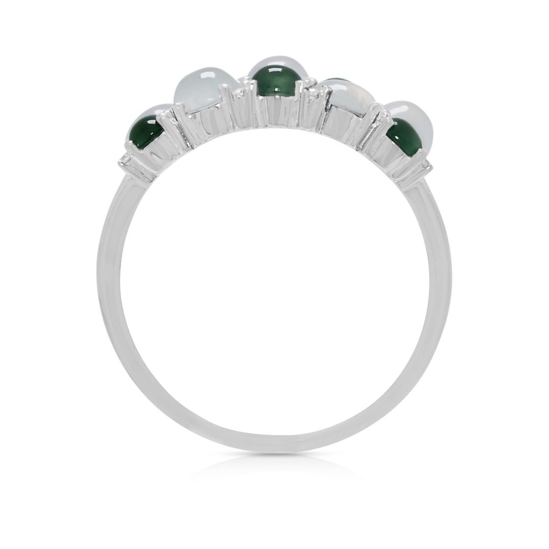 Contemporary Platinum Multi-Gemstone and 0.03ct Diamond Statement Ring