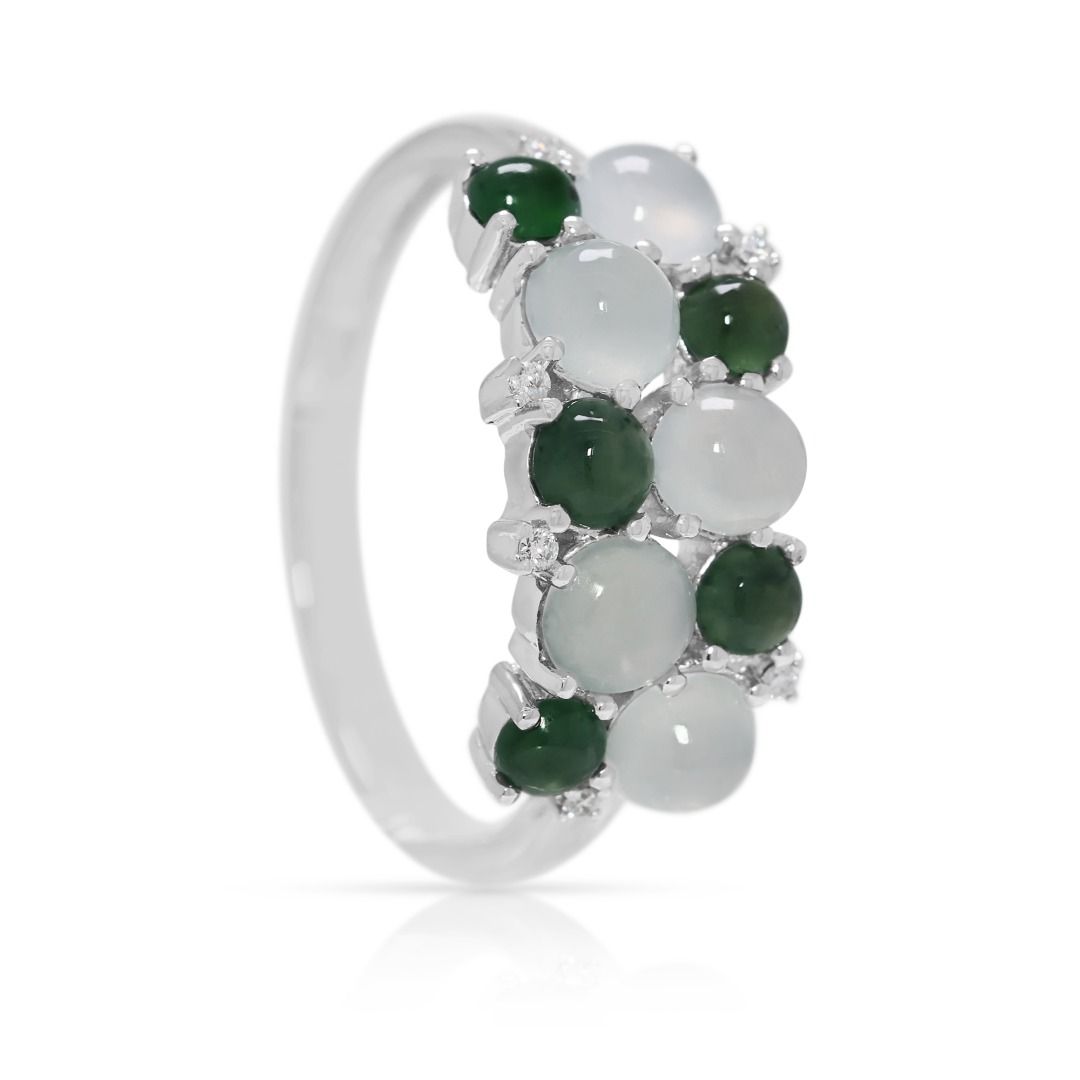 Contemporary Platinum Multi-Gemstone and 0.03ct Diamond Statement Ring